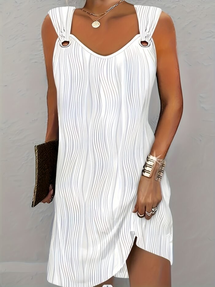 Vestido Casual de Rayas sin Mangas con Bolsillos - Imagen 5