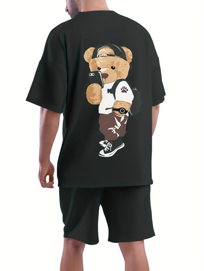 Traje Deportivo Casual Transpirable para Hombres con Camiseta y Pantalón Osito - Imagen 4