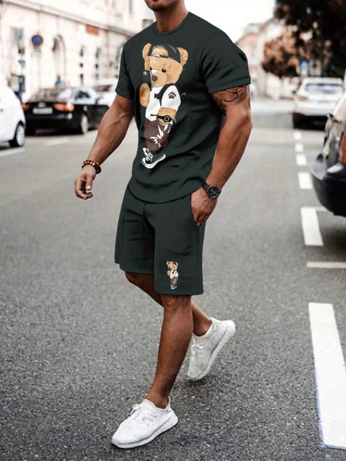 Traje Deportivo Casual Transpirable para Hombres con Camiseta y Pantalón Osito - Imagen 3