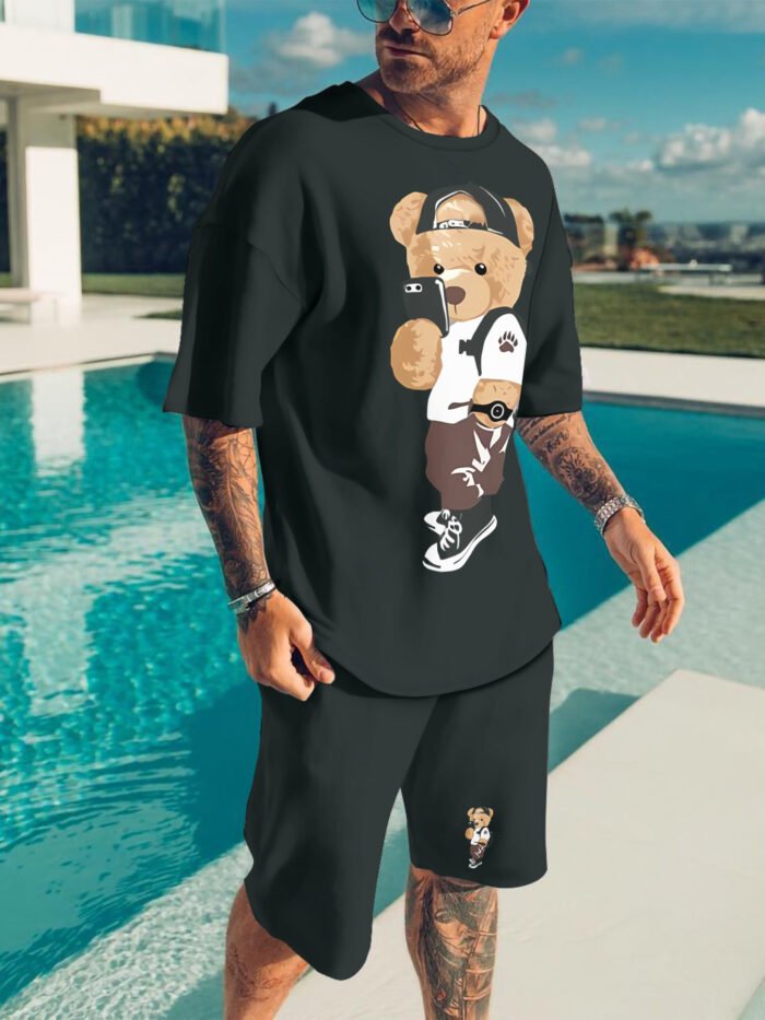Traje Deportivo Casual Transpirable para Hombres con Camiseta y Pantalón Osito - Imagen 2