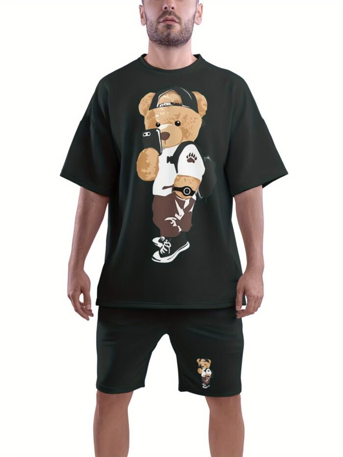 Traje Deportivo Casual Transpirable para Hombres con Camiseta y Pantalón Osito - Imagen 6