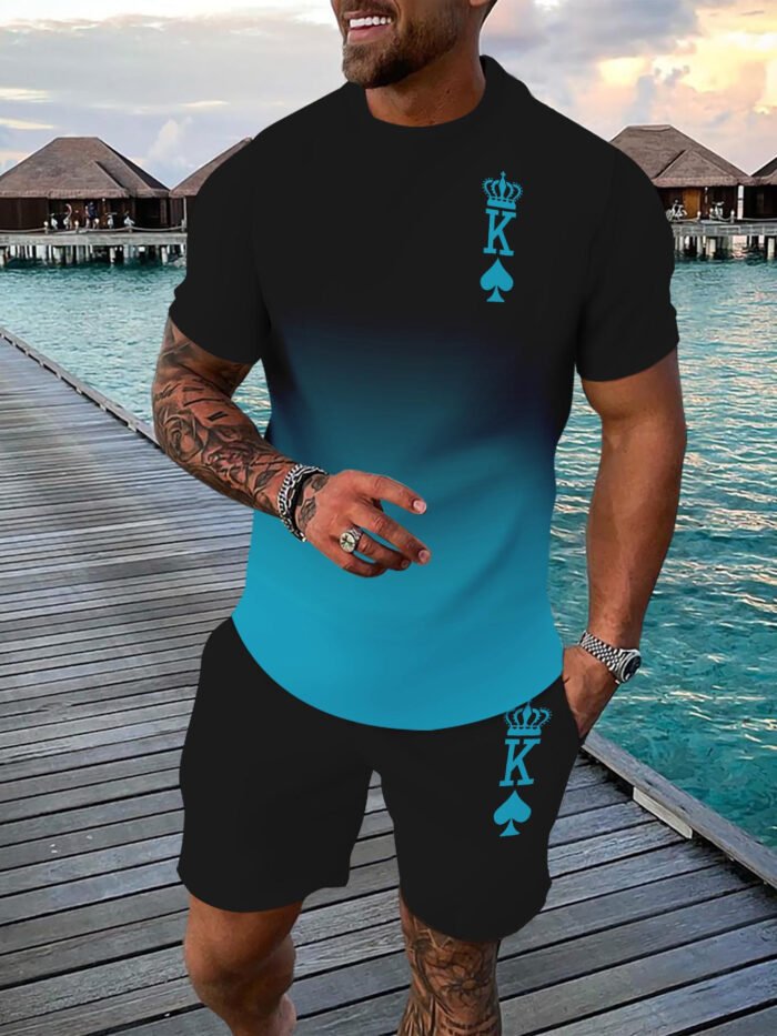 Traje Deportivo Casual Transpirable para Hombres con Camiseta y Pantalón
